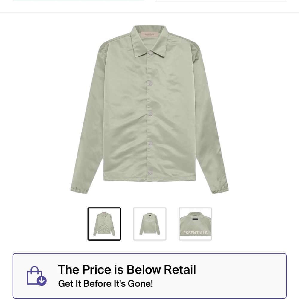 Fear of god essentials coaches jacket (seafoam) brand new with tags